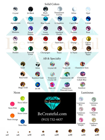 Be Createful Rhinestone Color Chart 