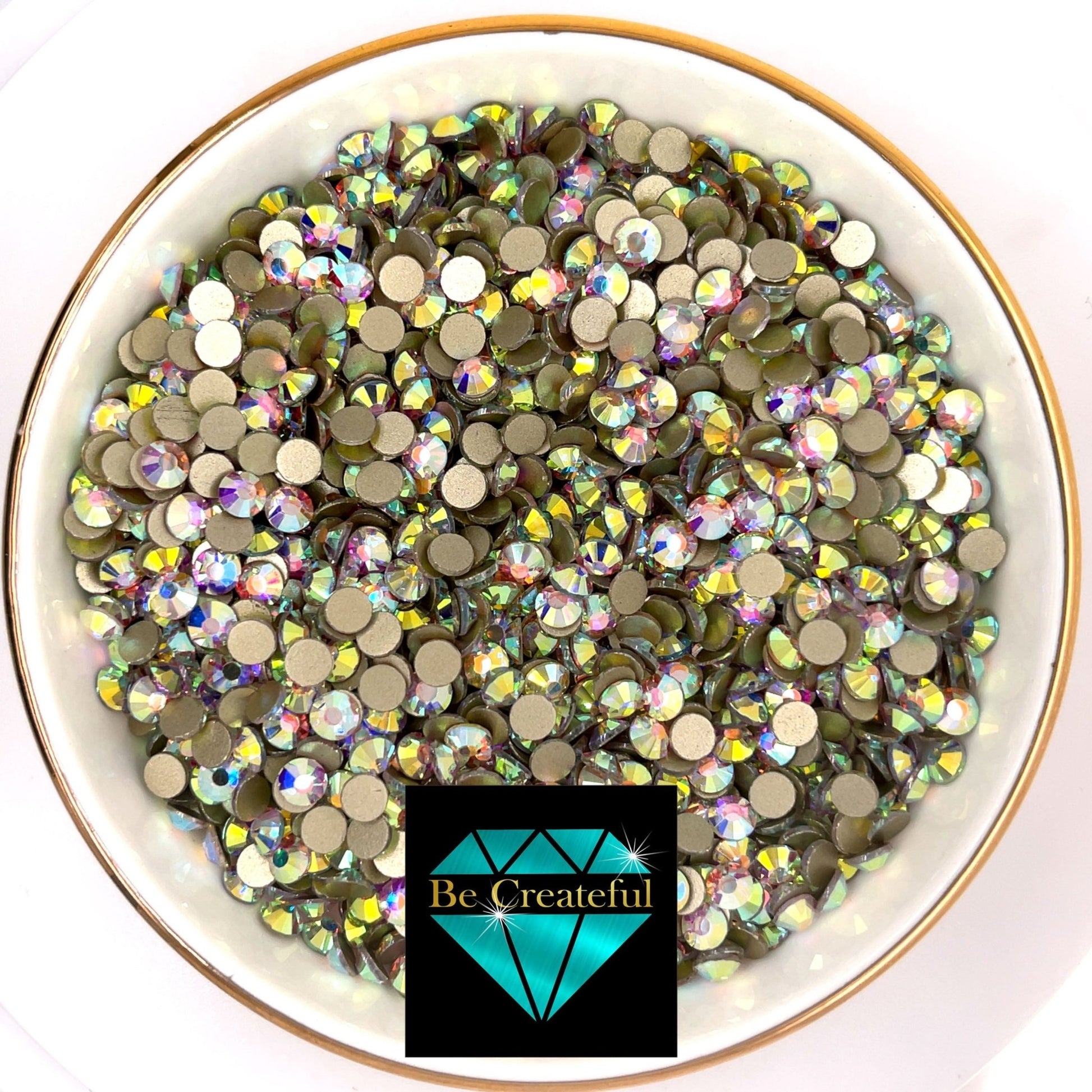 LUX Austrian Crystal Flat Back Rhinestones Black Diamond AB 40ss