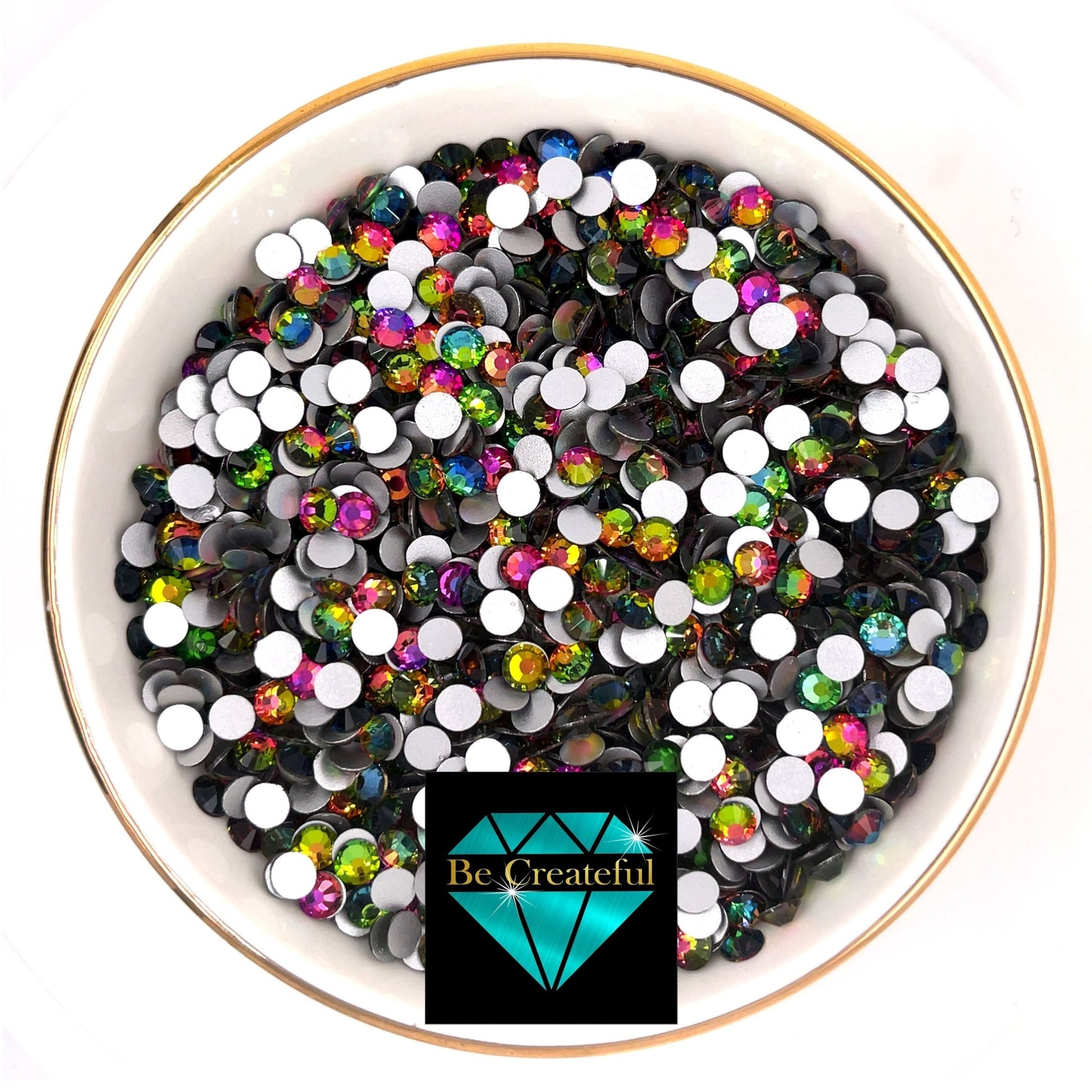 Rainbow glass rhinestones | 1440 pcs | 10 gross bag | flatback | Non hotfix  | SS12 | 3mm | embellishments | nail art | crafts
