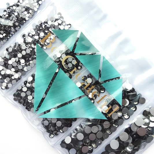 Multi-Size Black Diamond Flatback Glass Rhinestones