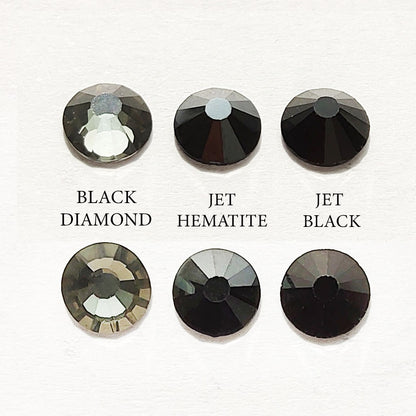 BULK Jet Black Glass FLATBACK Rhinestones