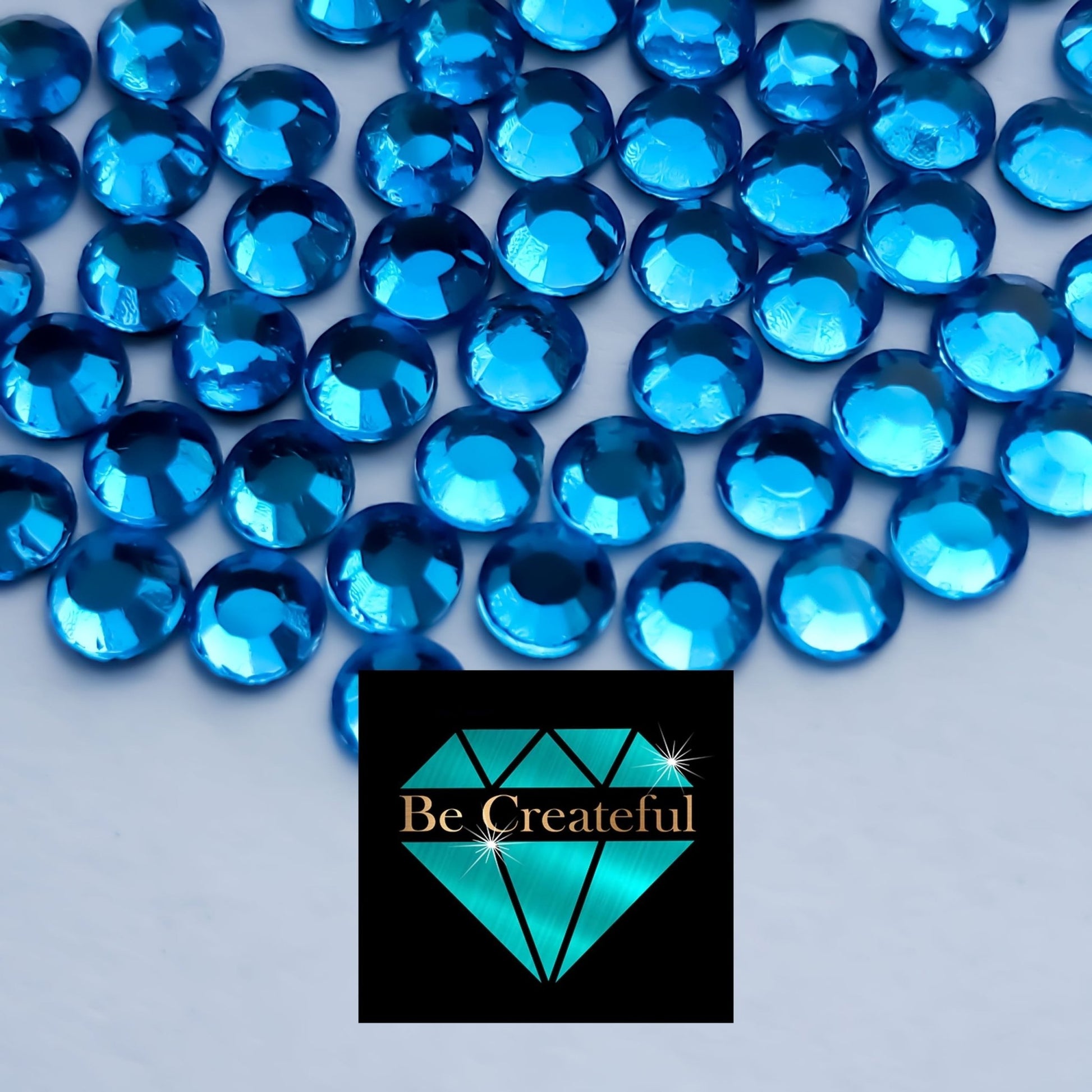 Korean Capri Blue Glass Hotfix Rhinestones - Be Createful, Beautiful Rhinestones at wholesale prices.