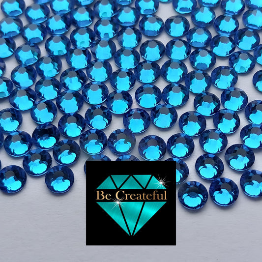 LUXE Capri Blue Hotfix Rhinestones are high-quality 16 Facet Glass Rhinestone with intense sparkle and refraction.