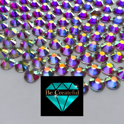 Flatback Foil Crystal AB Glass Rhinestones - Be Createful, Beautiful Rhinestones at wholesale prices.