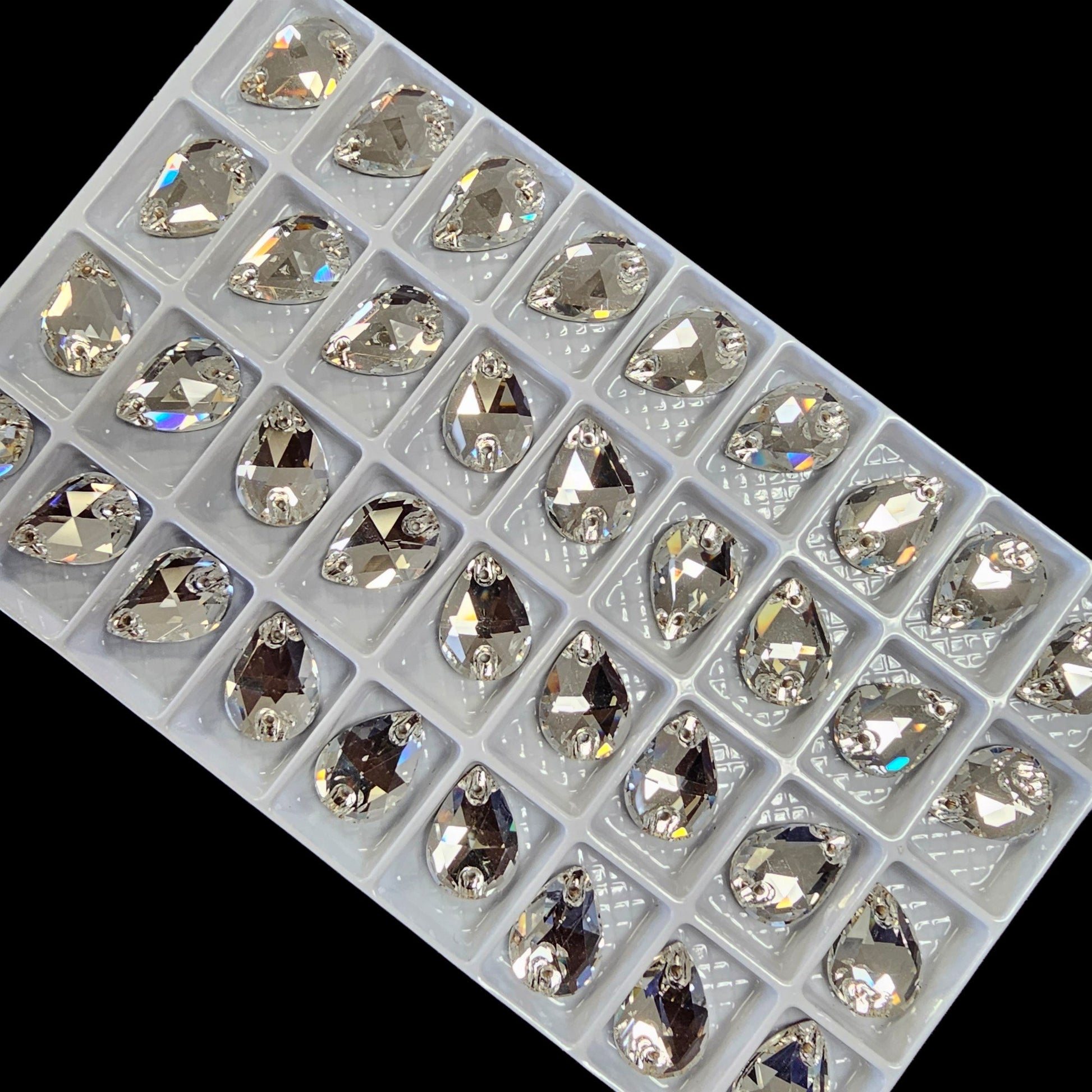 Fancy LUXE Glass Crystal DROP SHAPED Sew On Rhinestones