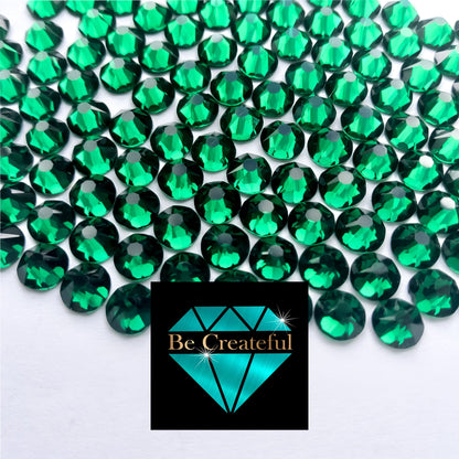 Flatback Foil Emerald Green Glass Rhinestones - Flatback Rhinestones