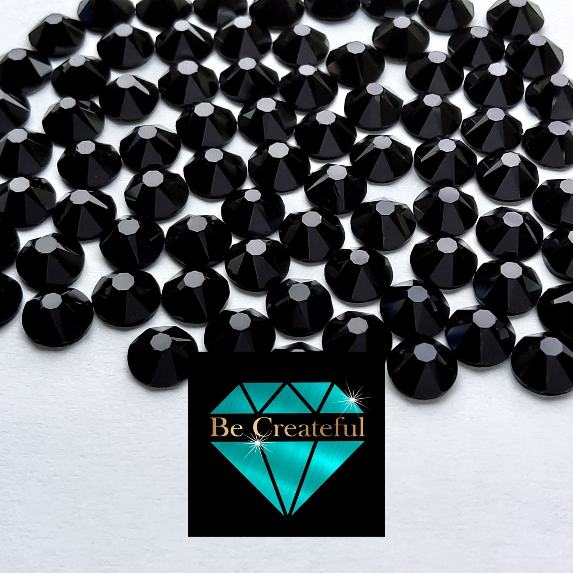 Jet Black Glass Stone Crystals Rhinestones