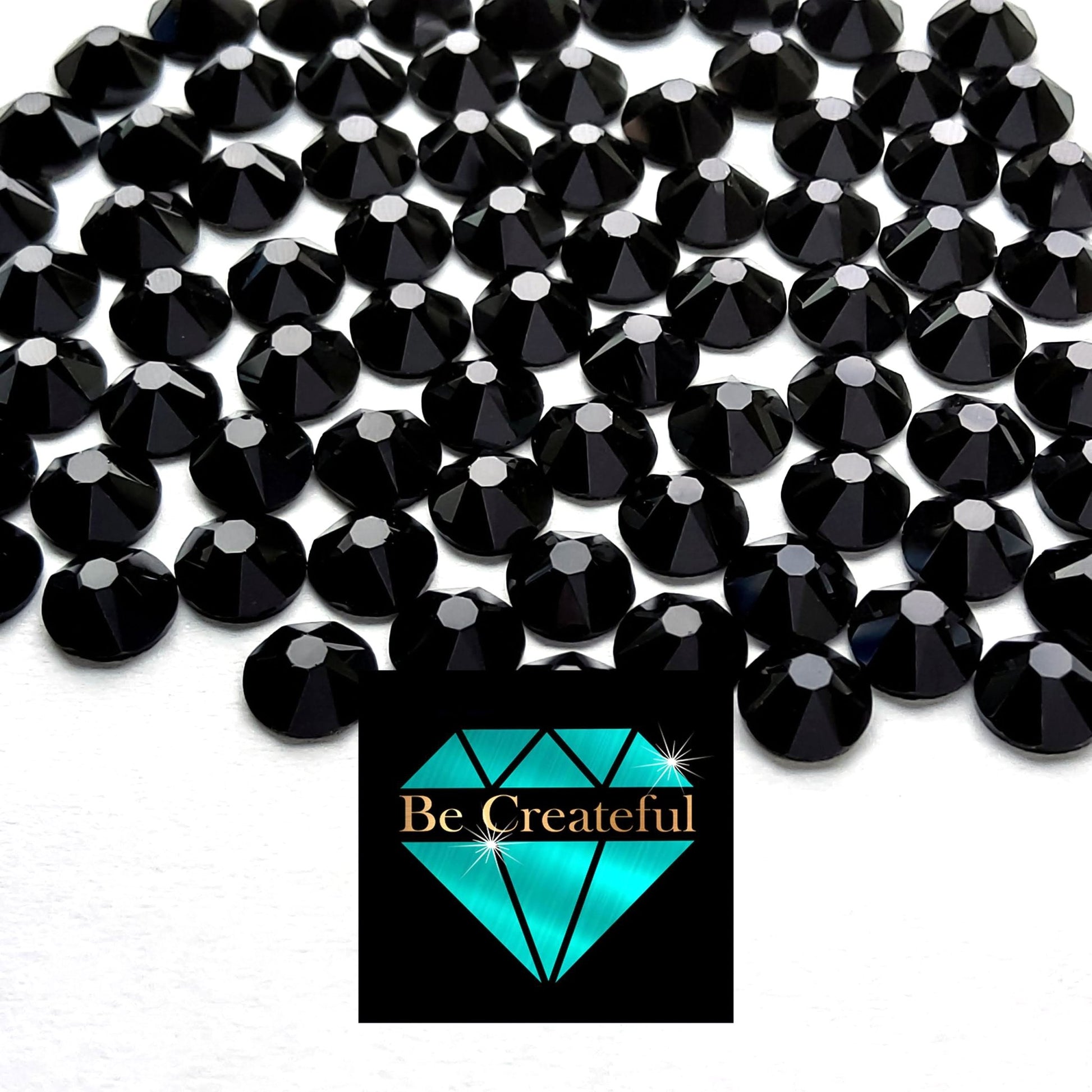 Black Diamond Color Non Hot Fix 8 Big + 8 Small Rhinestones Glass