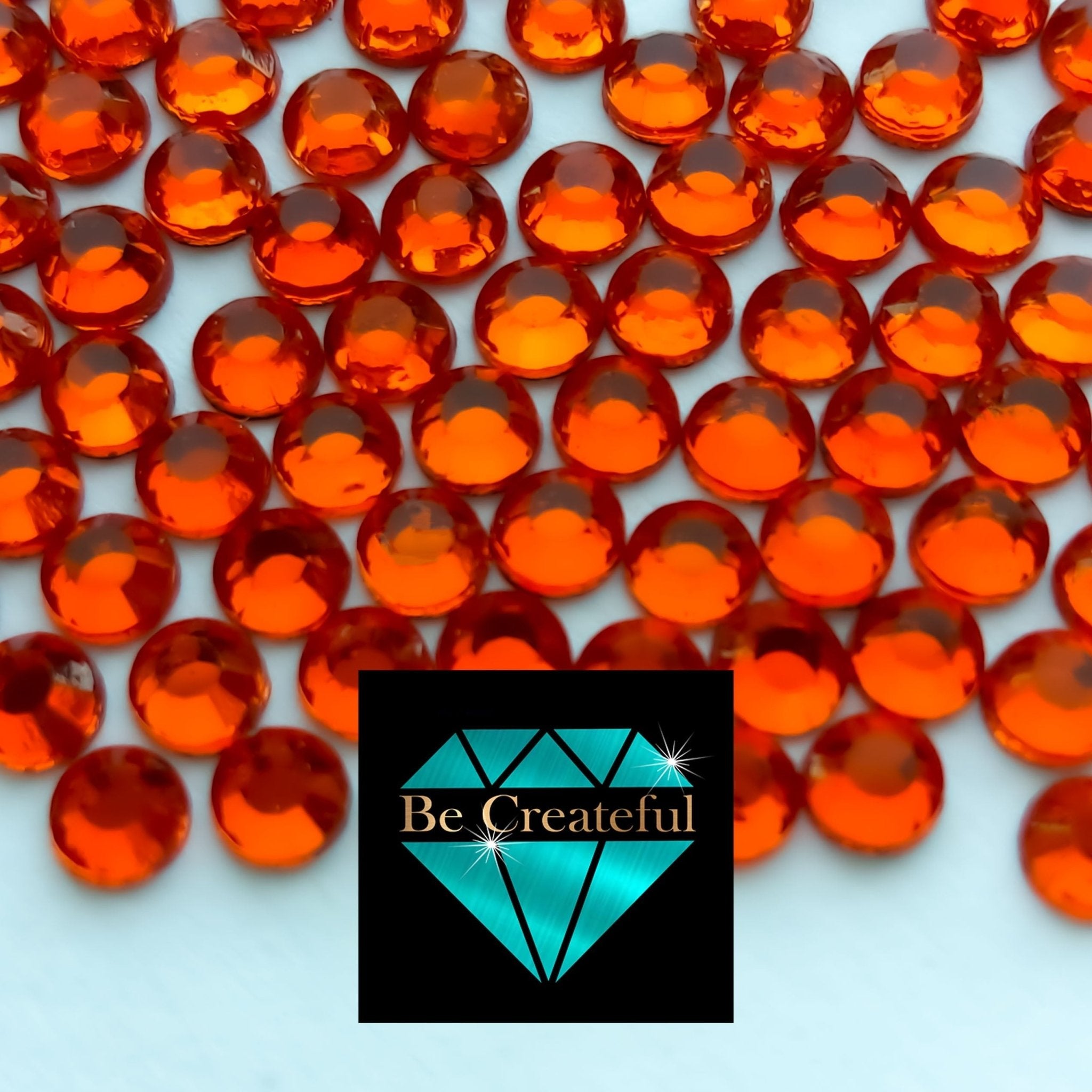 Orange Rhinestone Sheet Be Createful - Orange Korean Bulk Hotfix Rhinestones
