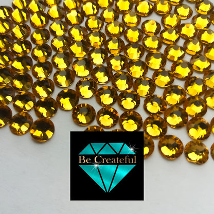 Flatback Foil Topaz Gold Glass Rhinestones - Be Createful, Beautiful Rhinestones at wholesale prices.